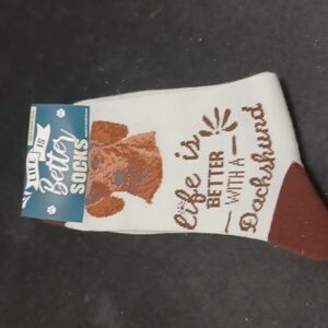> Life is Better Dachshund Dog Socks - White and Brown